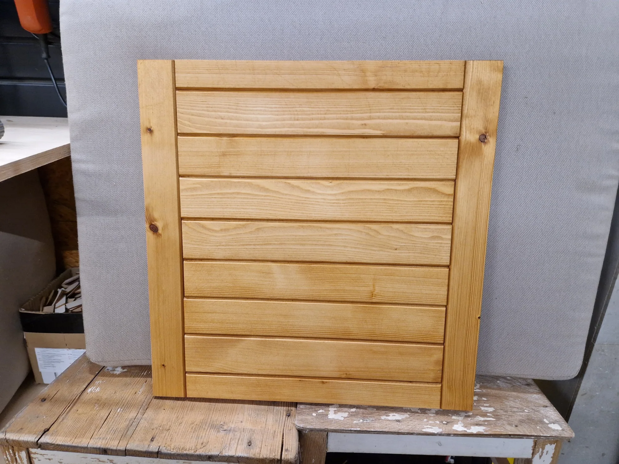 Finished replica of a wooden louvered door